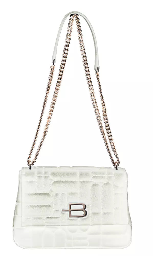 Baldinini Trend Chic White Leather Crossbody Bag with Logo Detail