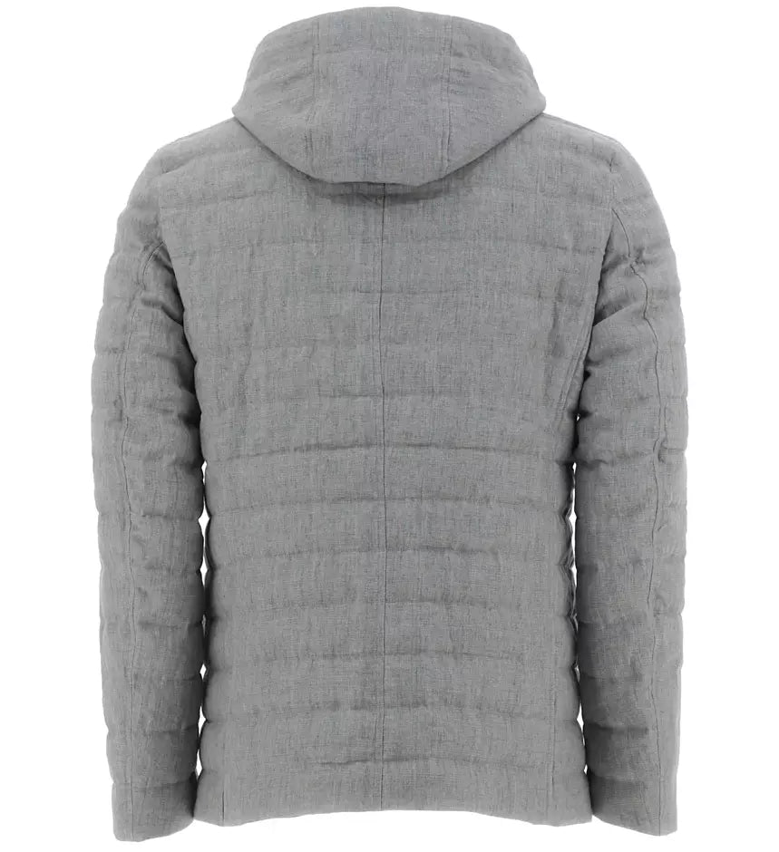 Herno Elegant Linen Bomber Jacket with Detachable Hood