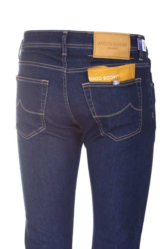 Jacob Cohen Elegant Blue Nick Jeans with Yellow Accents