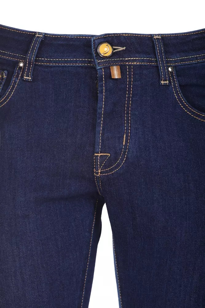 Jacob Cohen Elegant Blue Nick Jeans with Yellow Accents