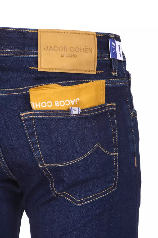 Jacob Cohen Elegant Blue Nick Jeans with Yellow Accents