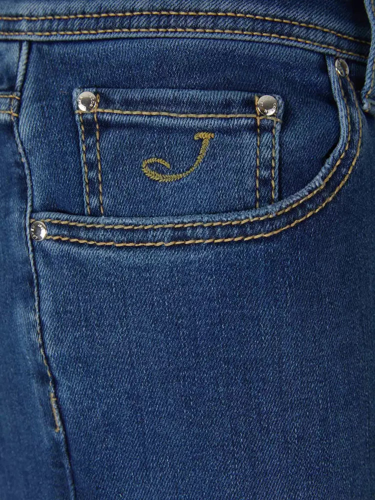 Jacob Cohen Elite Blue Nick Jeans with Silver Button Detail