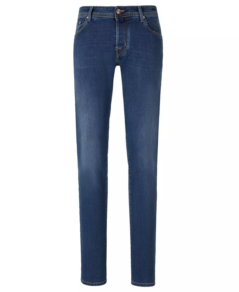 Jacob Cohen Elegant Blue Bard Jeans - Embroidered Detail