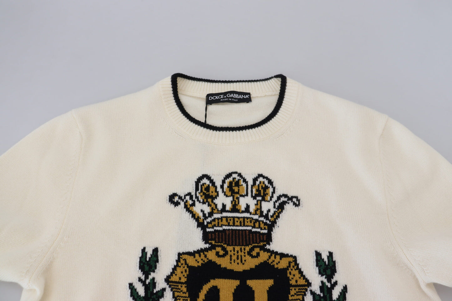 Dolce & Gabbana Elegant White Cashmere Pullover Sweater