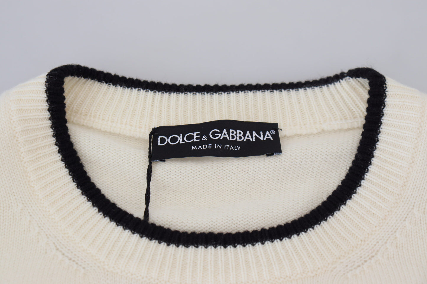 Dolce & Gabbana Elegant White Cashmere Pullover Sweater