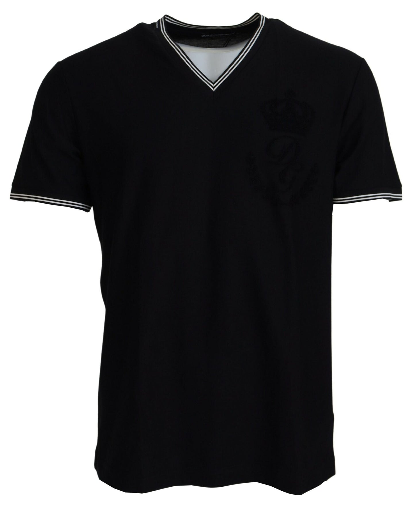 Dolce & Gabbana Elegant V-Neck Black Cotton T-Shirt