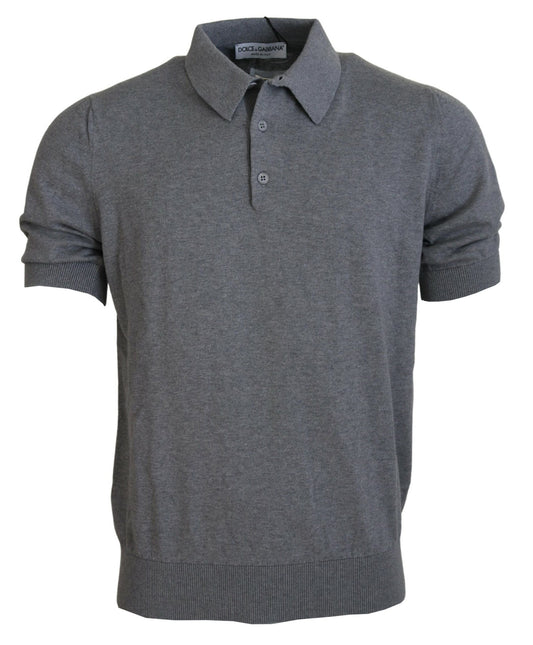 Dolce & Gabbana Elegant Gray Cotton Polo Tee