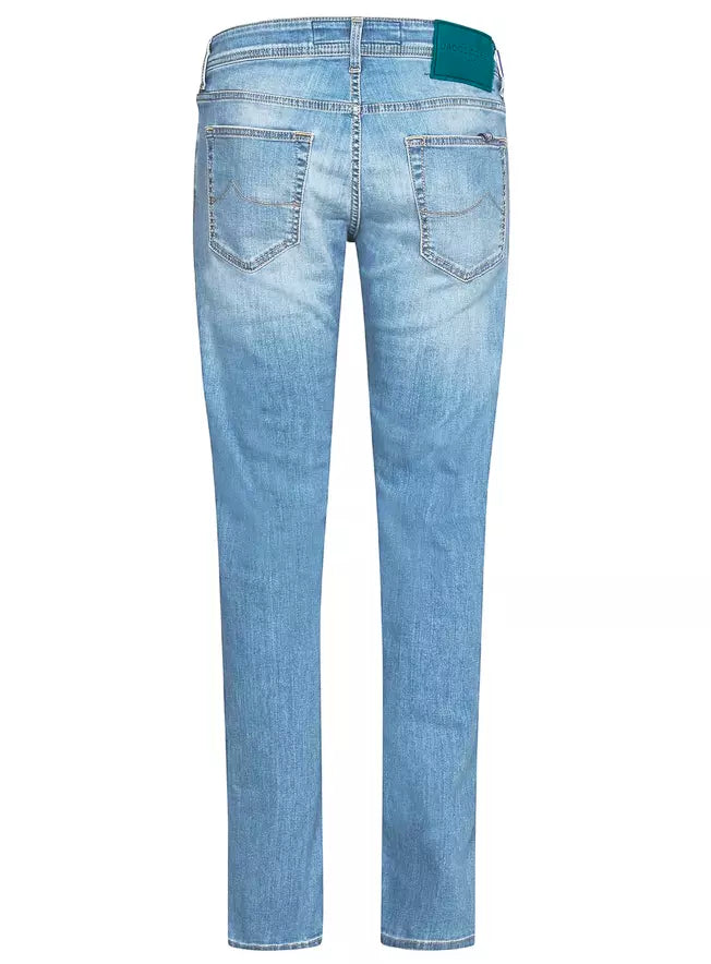 Jacob Cohen Elegant Faded Light Blue Stretch Jeans