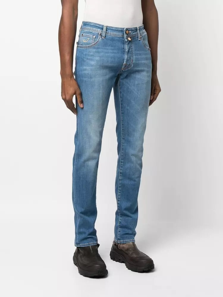 Jacob Cohen Chic Light Blue Slim Fit Denim with Bandana Detail