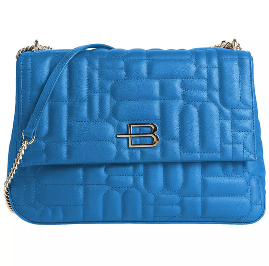 Baldinini Trend Elegant Calfskin Shoulder Bag in Light Blue