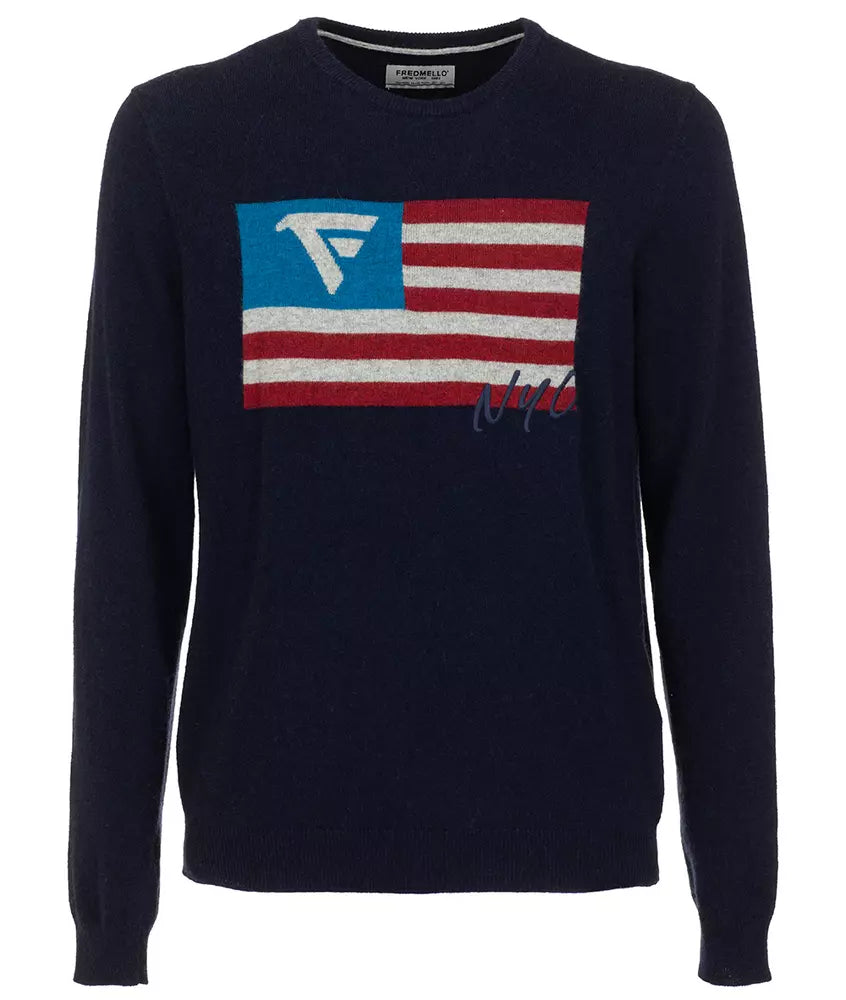 Fred Mello Chic Crew Neck Flag Motif Sweater