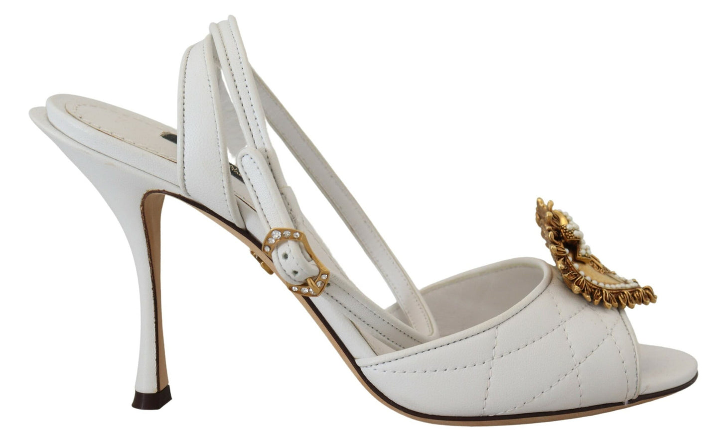 Dolce & Gabbana Devotion Embellished White Leather Stilettos