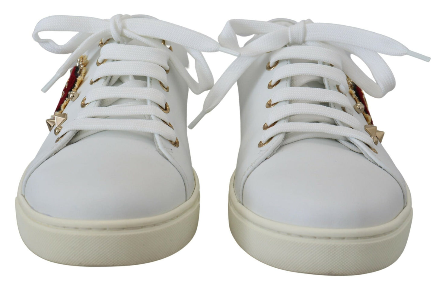 Dolce & Gabbana Studded Heart Leather Sneakers White