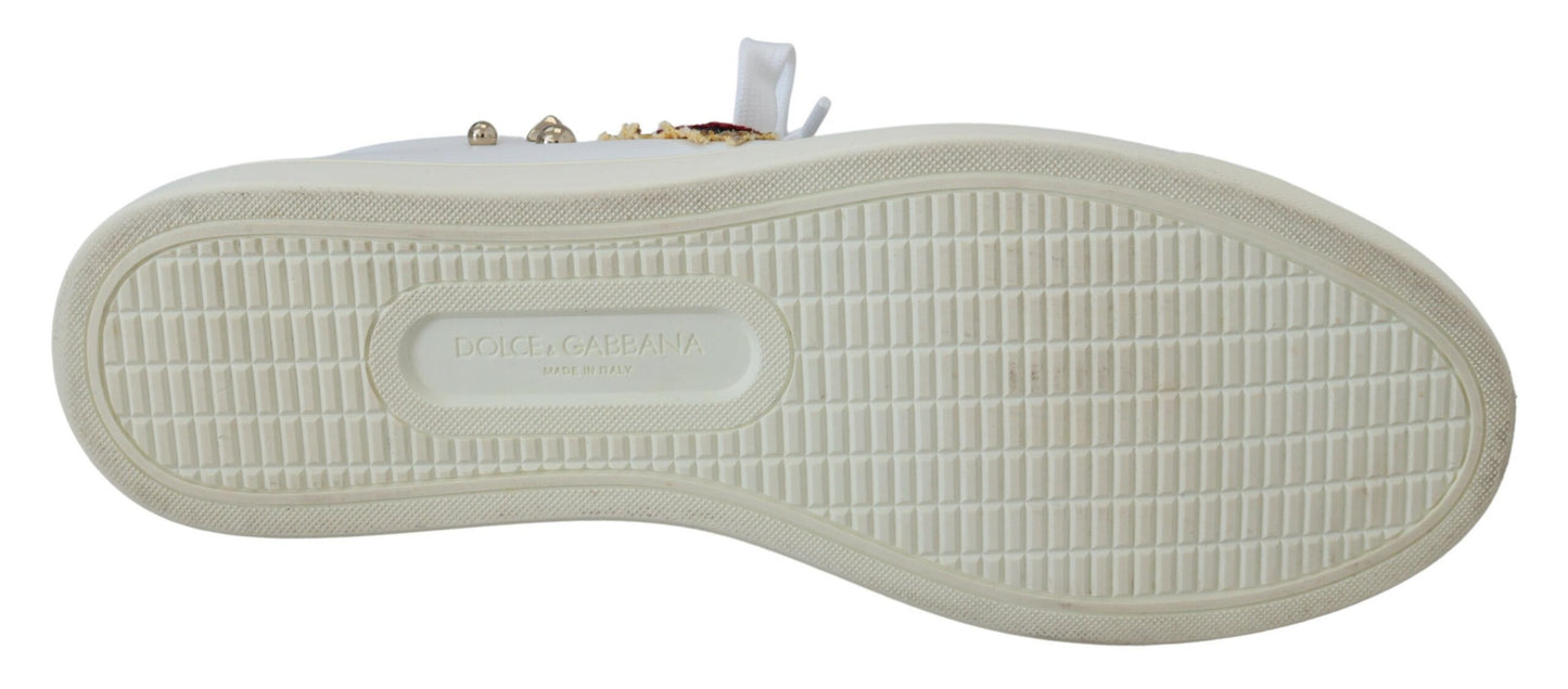 Dolce & Gabbana Studded Heart Leather Sneakers White