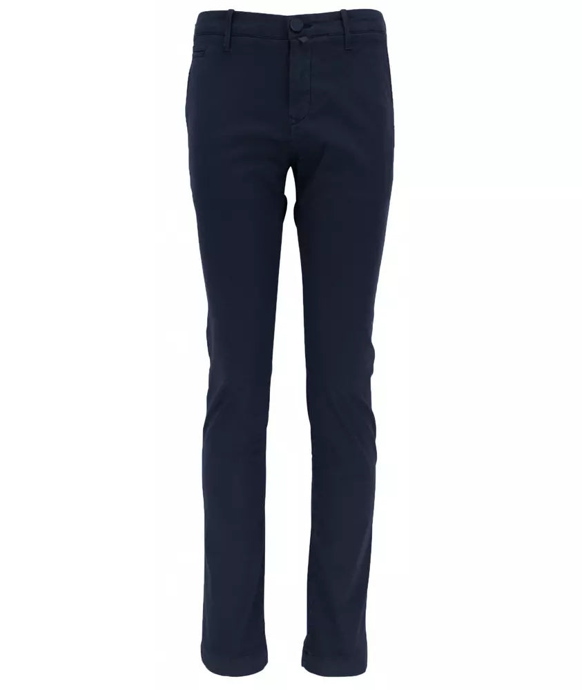 Jacob Cohen Navy Blue Cotton Chino Pants - Slim Fit