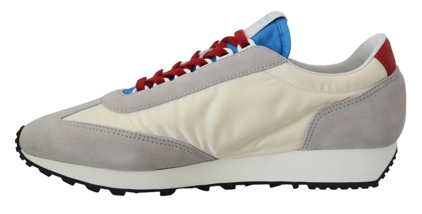 Prada Elegant Low-Top Suede & Textile Sneakers