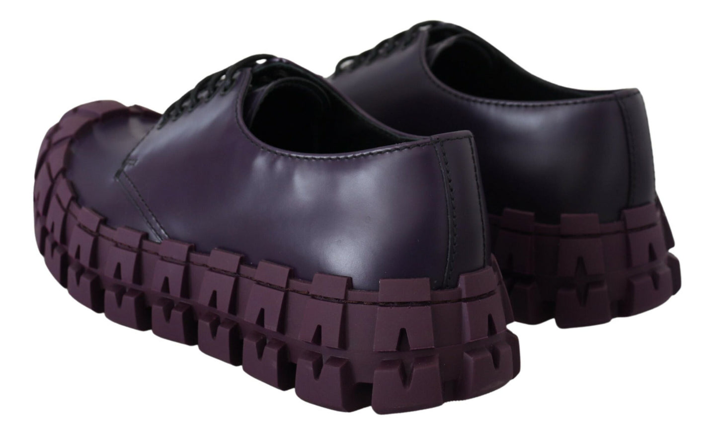 Prada Elegant Purple Leather Lace-Up Sneakers