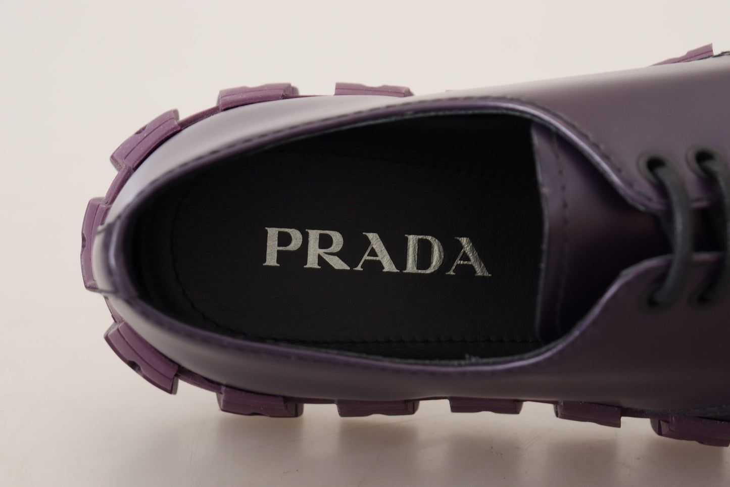 Prada Elegant Purple Leather Lace-Up Sneakers