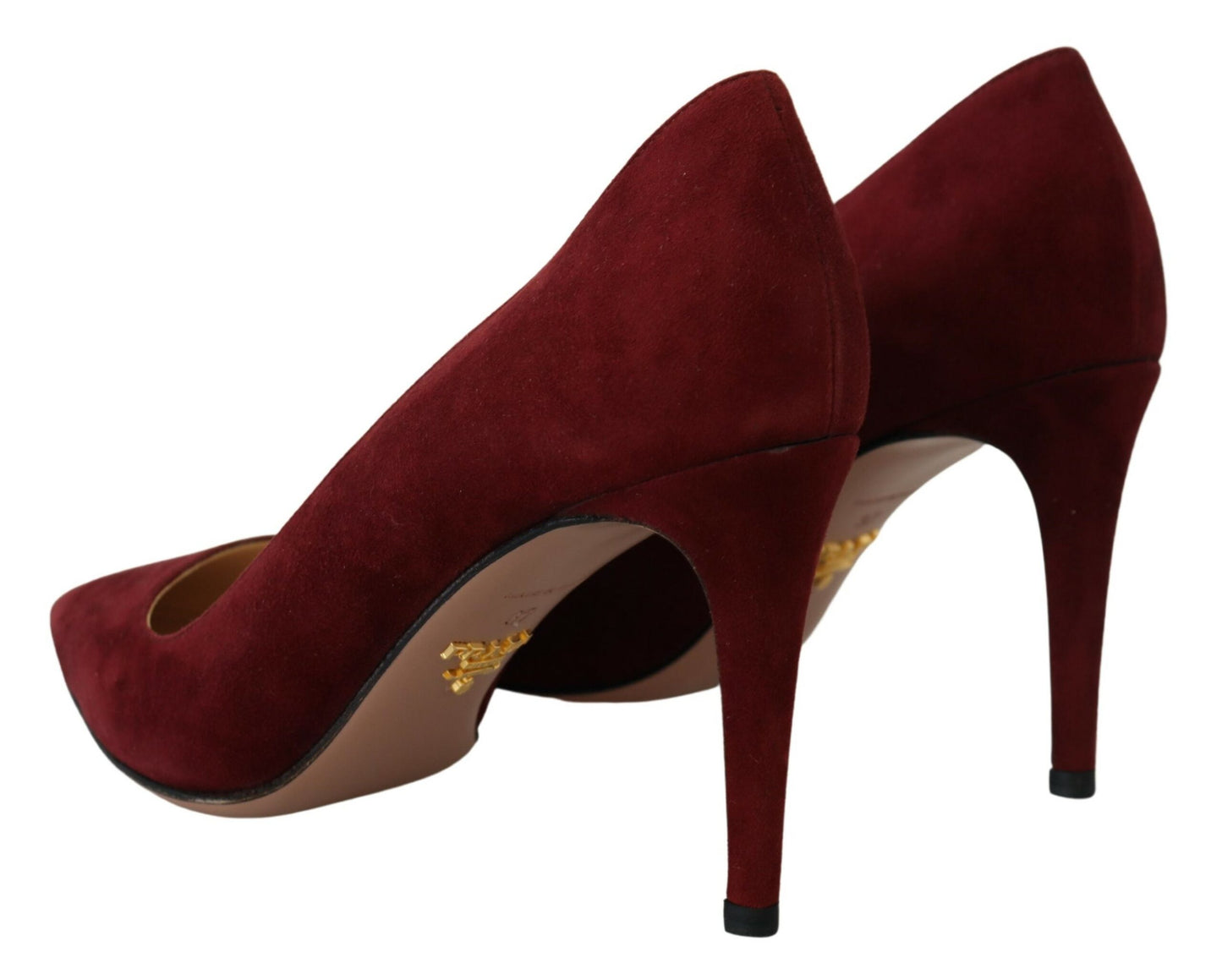 Prada Elegant Dark Red Suede Heels Pumps