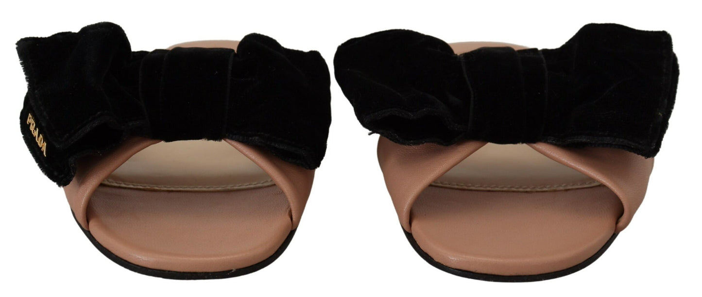 Prada Elegant Two-Tone Leather Flat Sandals