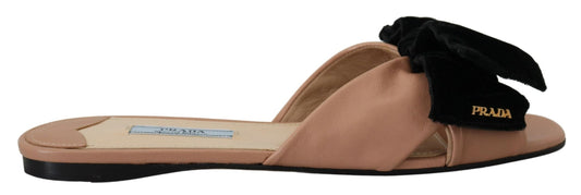 Prada Elegant Two-Tone Leather Flat Sandals