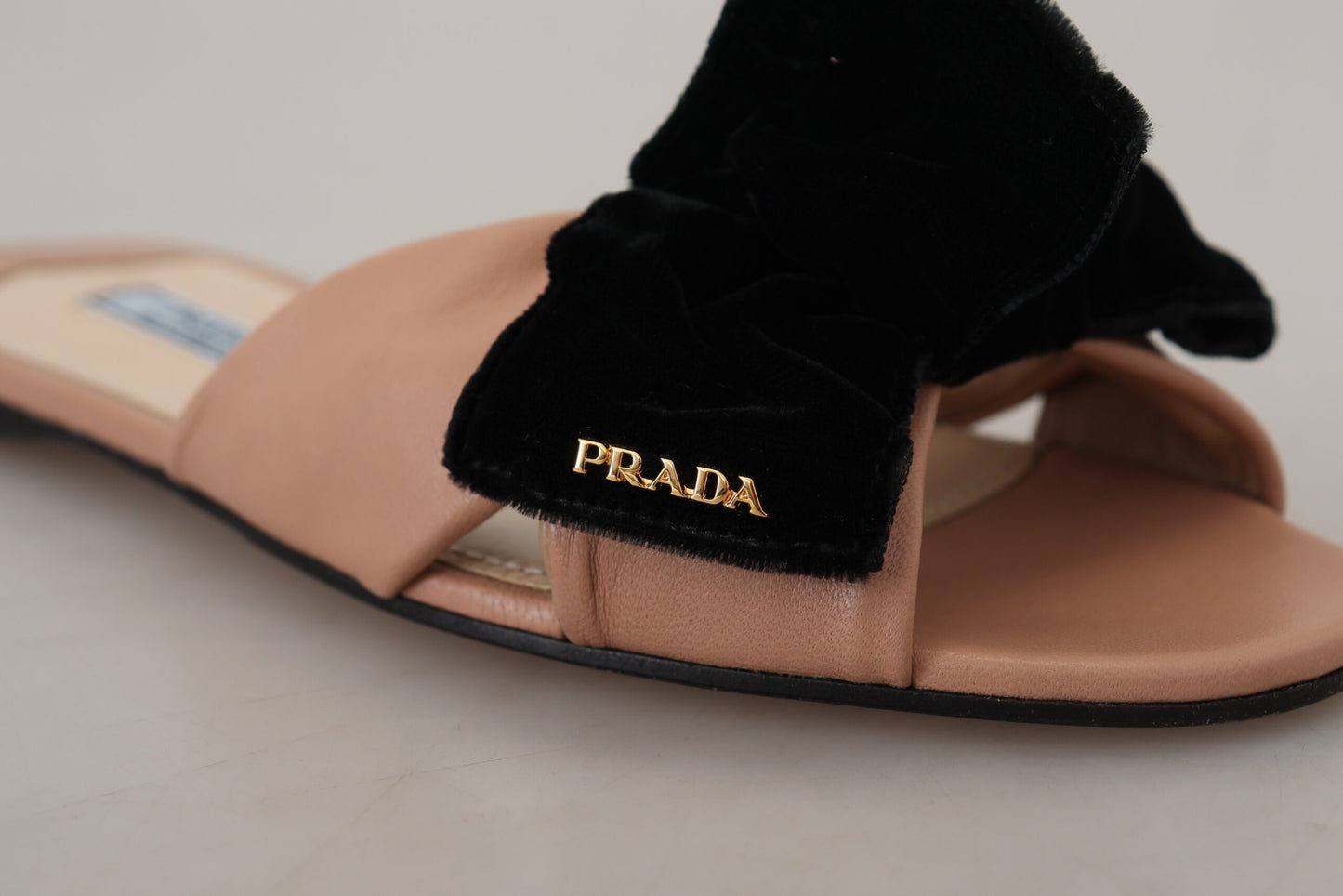 Prada Elegant Two-Tone Leather Flat Sandals