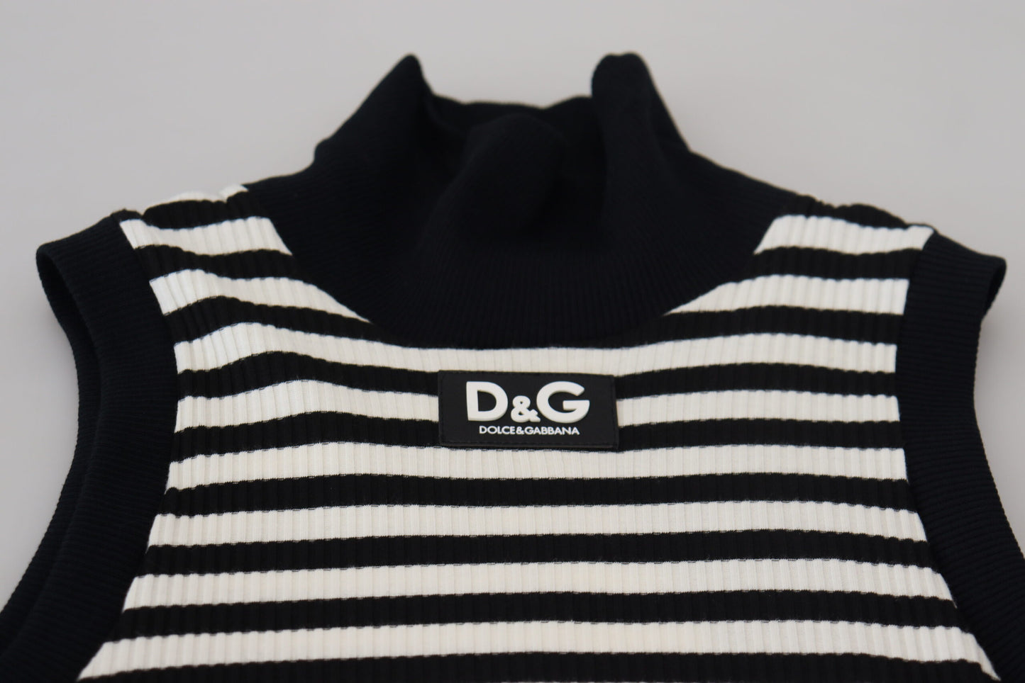 Dolce & Gabbana Elegant Striped Sleeveless Turtleneck Top