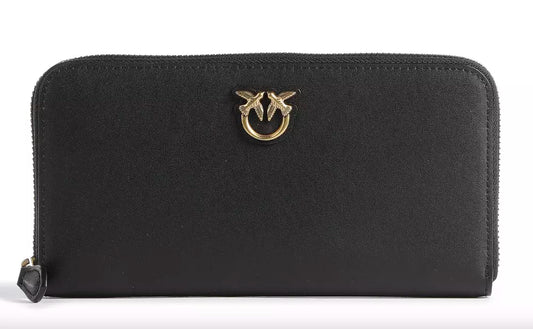 PINKO Elegant Black Leather Zip Wallet