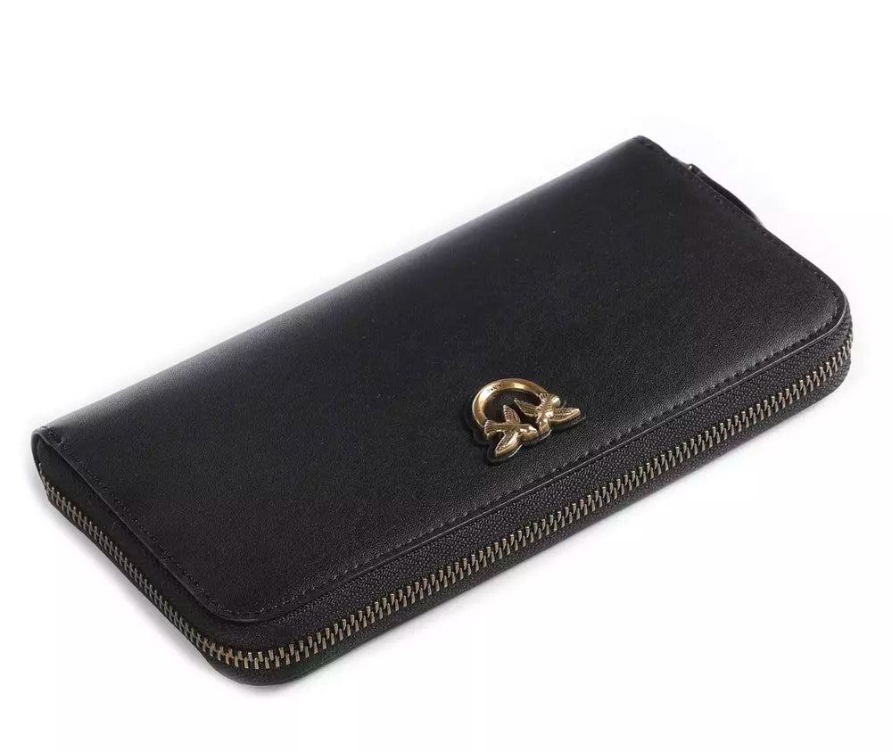 PINKO Elegant Black Leather Zip Wallet