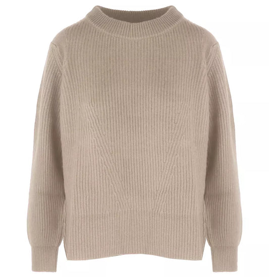 Malo Elegant Cashmere Crew Neck Sweater in Beige