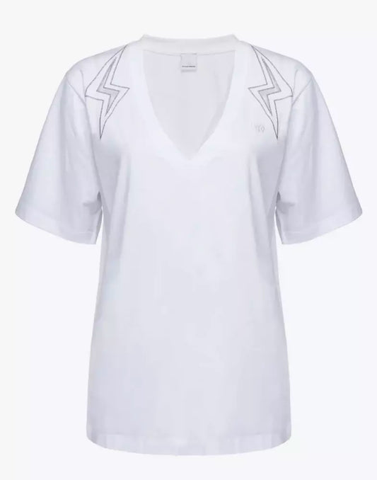 PINKO Chic White Cotton Jersey T-Shirt