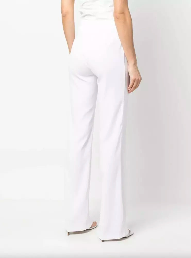 PINKO Elegant White Split-Hem Stretchy Trousers