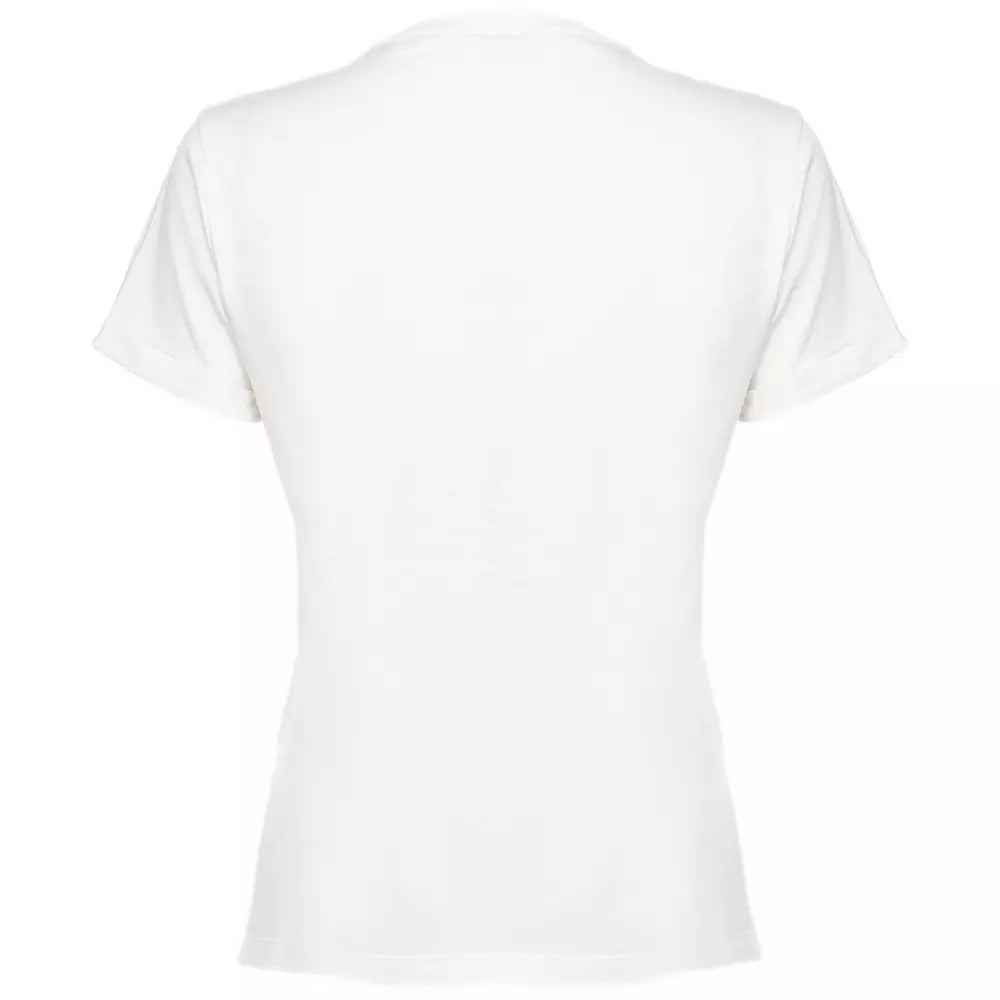 PINKO Chic White Cotton Tee with Signature Design