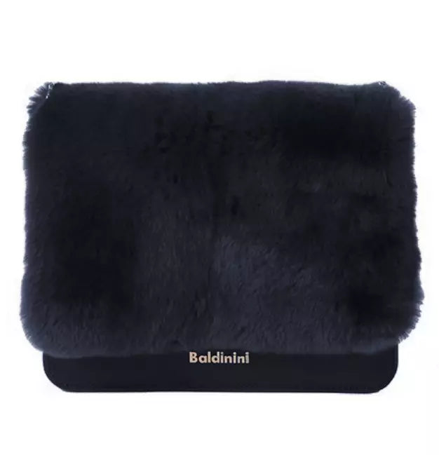 Baldinini Trend Chic Calfskin Crossbody with Eco-Fur Accent