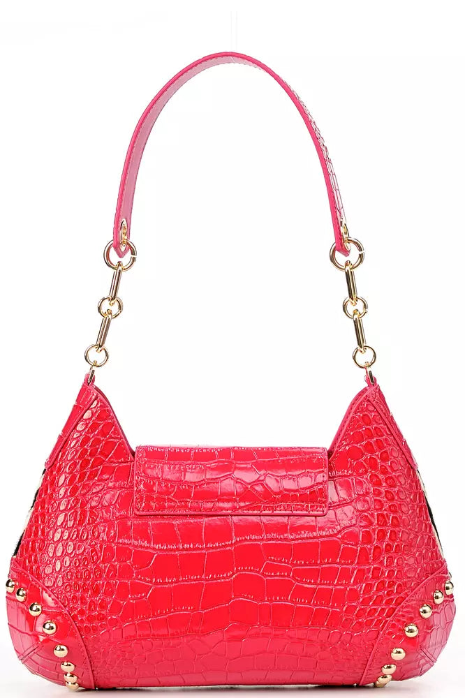 Baldinini Trend Exotic Print Calfskin Shoulder Bag with Chain Strap