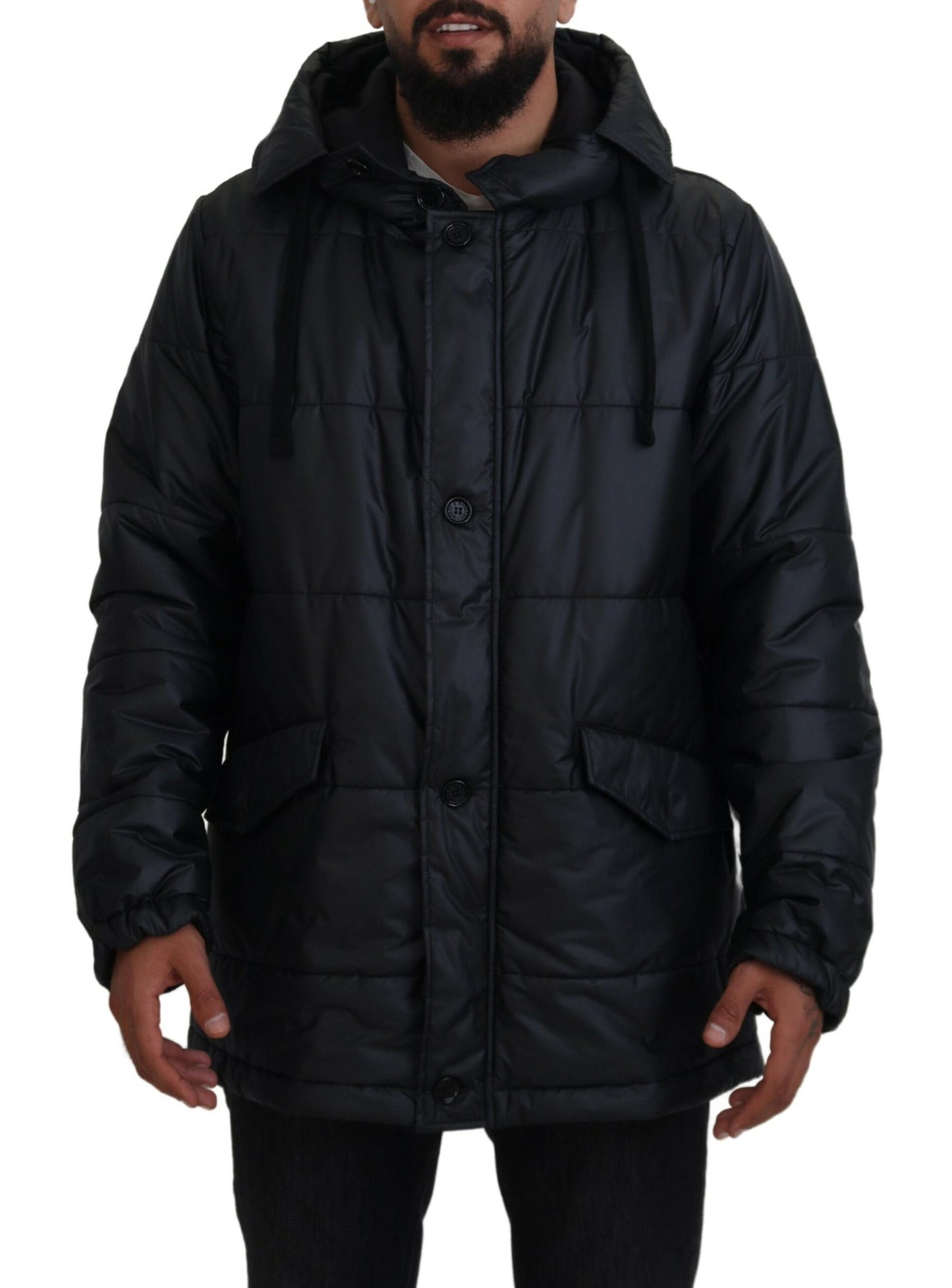 Dolce & Gabbana Chic Parka Hooded Black Jacket