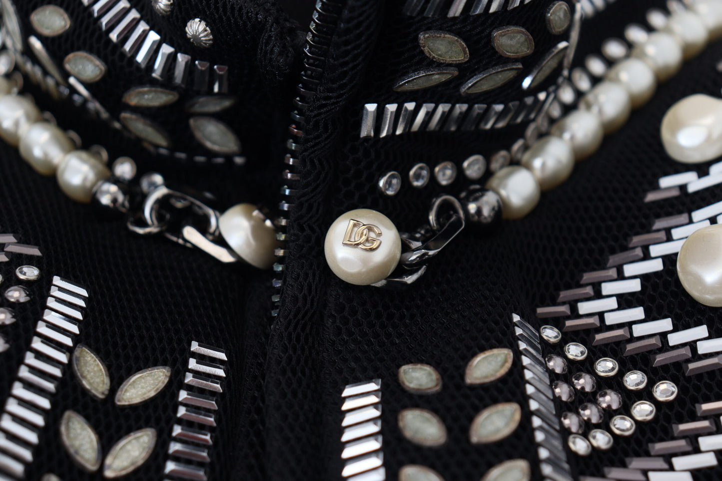 Dolce & Gabbana Elegant Patterned Bomber Jacket with Pearl Details