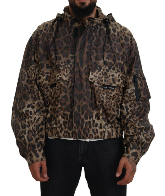 Dolce & Gabbana Elegant Leopard Print Hooded Jacket