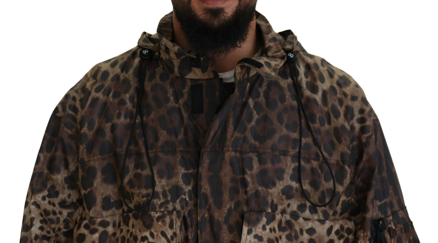 Dolce & Gabbana Elegant Leopard Print Hooded Jacket