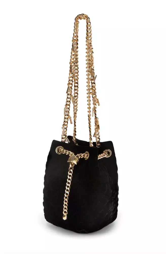 Elisabetta Franchi Chic Velvet Mini Bucket Bag with Gourmette Chain