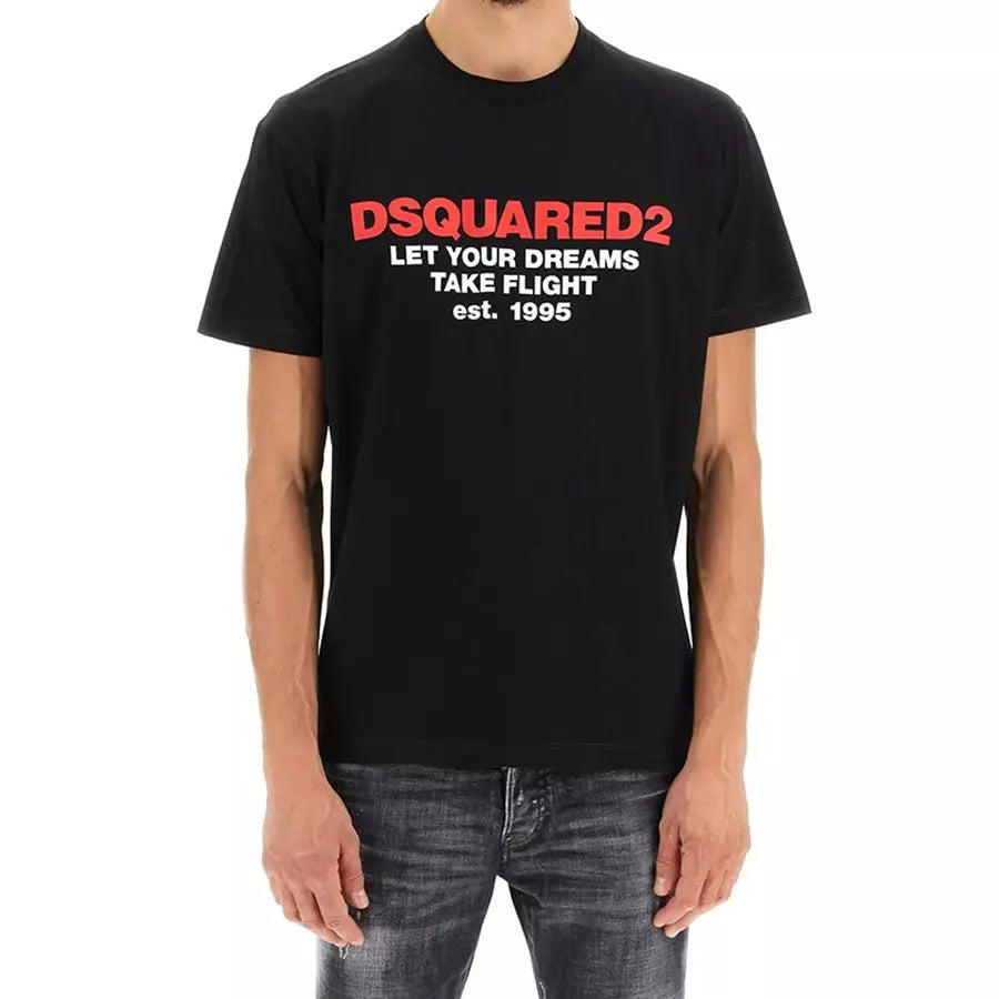 Dsquared² Elegant Black Cotton Tee with Logo Front