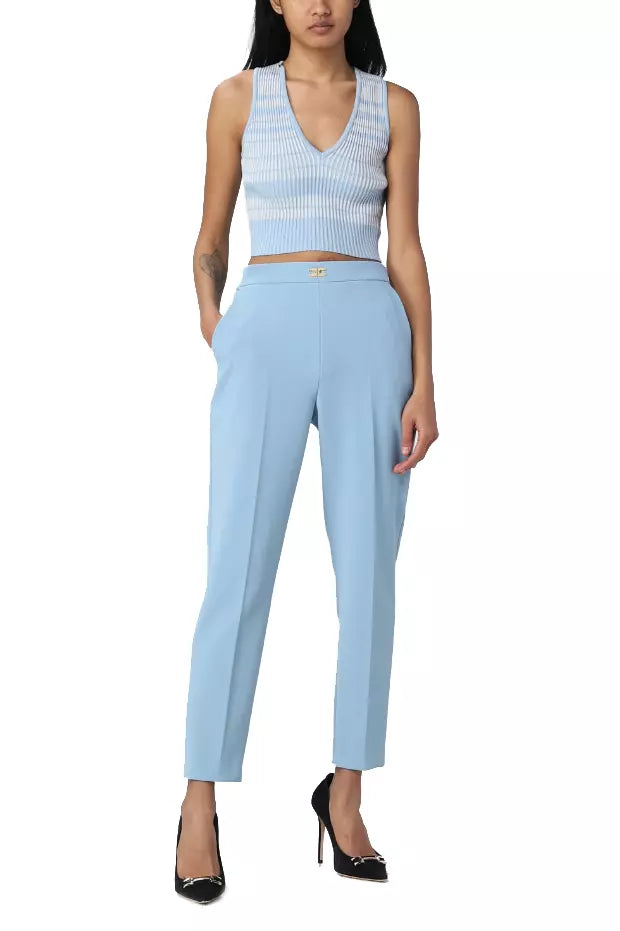 Elisabetta Franchi Chic High-Waisted Stretch Crepe Trousers