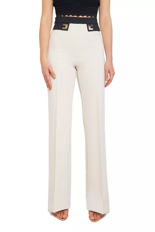 Elisabetta Franchi Elegant Palazzo Trousers with Contrasting Waistband