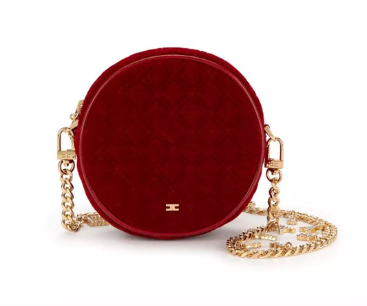 Elisabetta Franchi Velvet Matelassé Chain Shoulder Bag