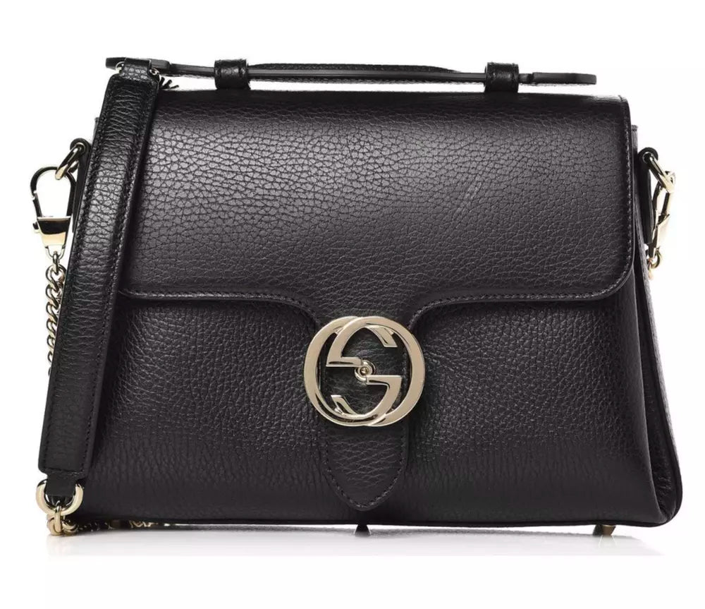 Gucci Elegant Leather Shoulder Bag with Silver Accents