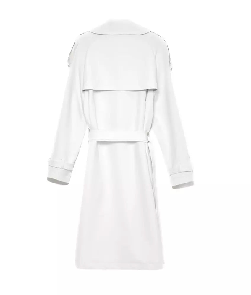 Hinnominate Chic Double-Breasted White Trench Coat