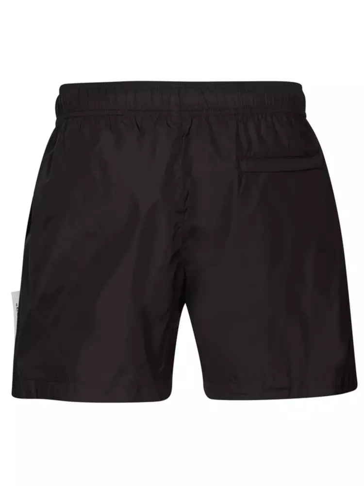 Off-White Chic Black Pocketed Swim Shorts with Logo Detail