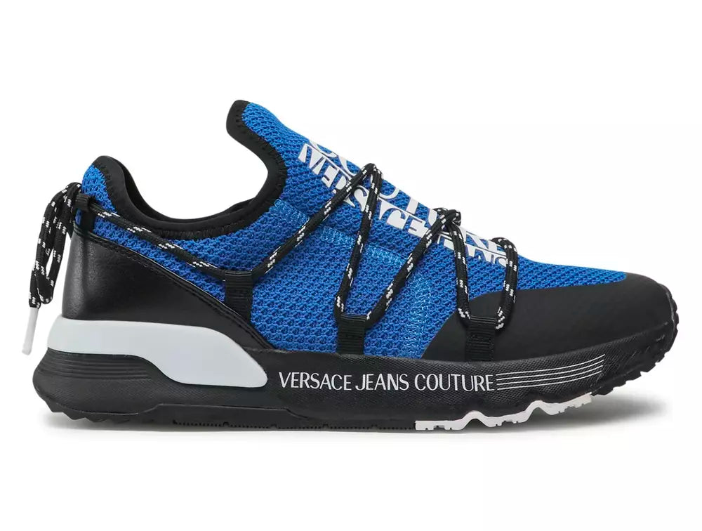 Versace Jeans Elegant Black & Blue Nylon Sneakers