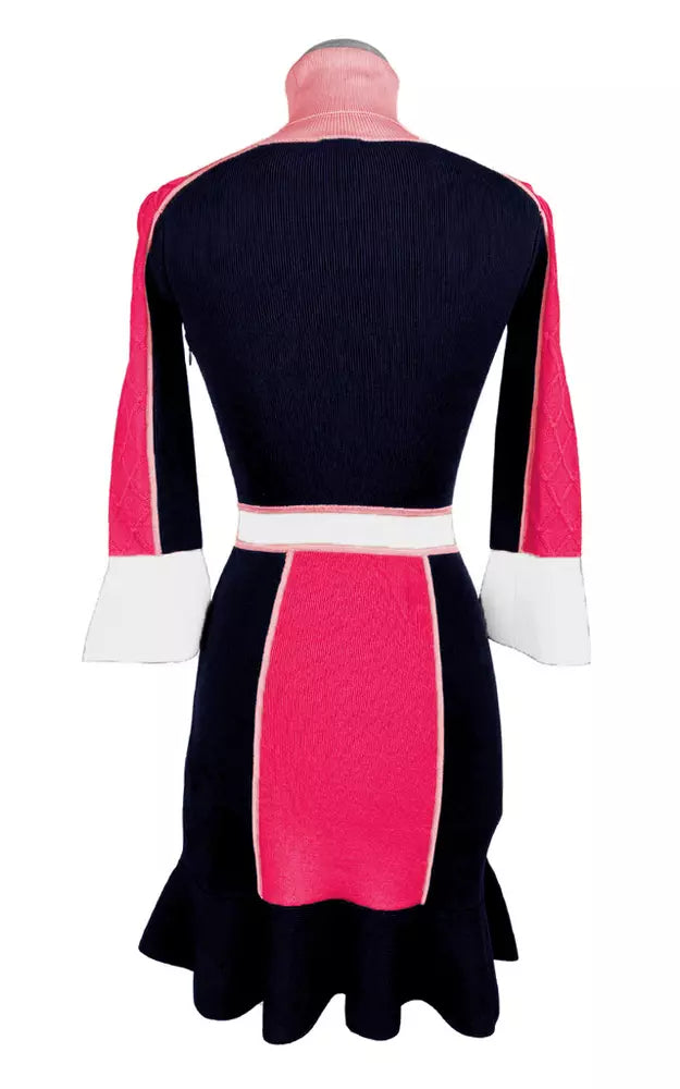 Elisabetta Franchi Elegant Long-Sleeve Geometric Turtleneck Dress