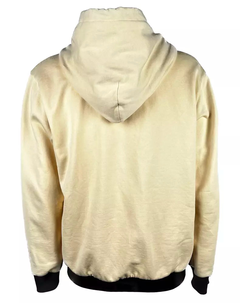 Dolce & Gabbana Beige Cotton Hooded Sweatshirt with Zipper Closure